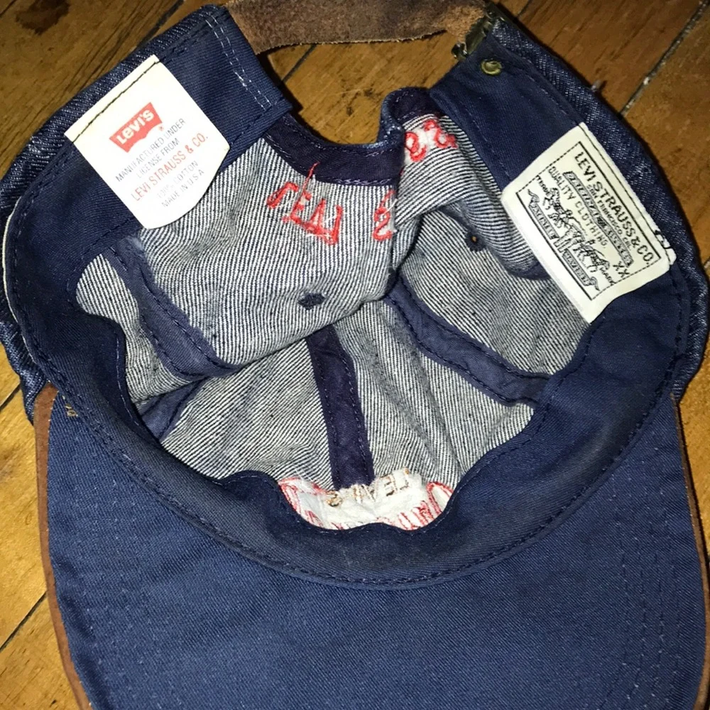 Levi's Blue Denim Cap with Red & Gold Embroidery